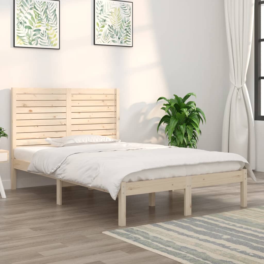 vidaXL Rama łóżka, lite drewno, 135x190 cm, podwójna