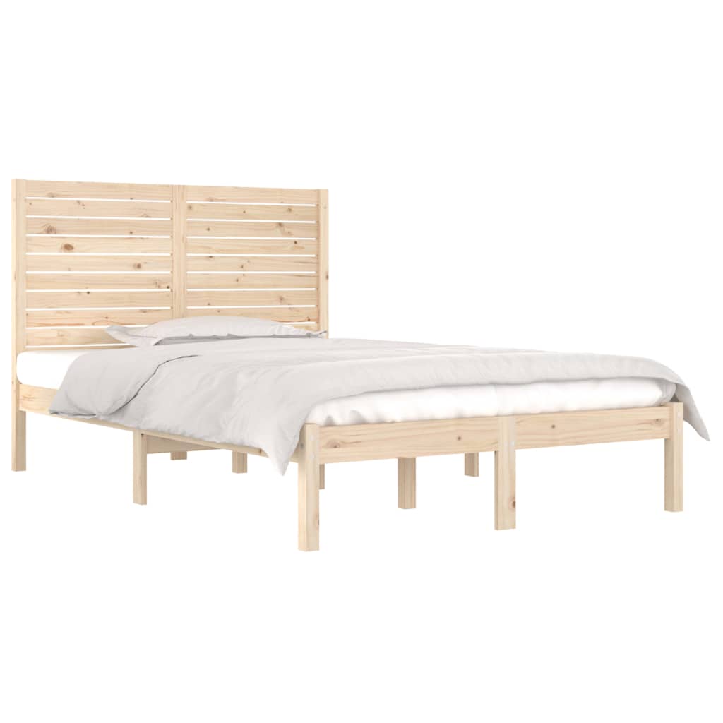 vidaXL Rama łóżka, lite drewno, 140x190 cm