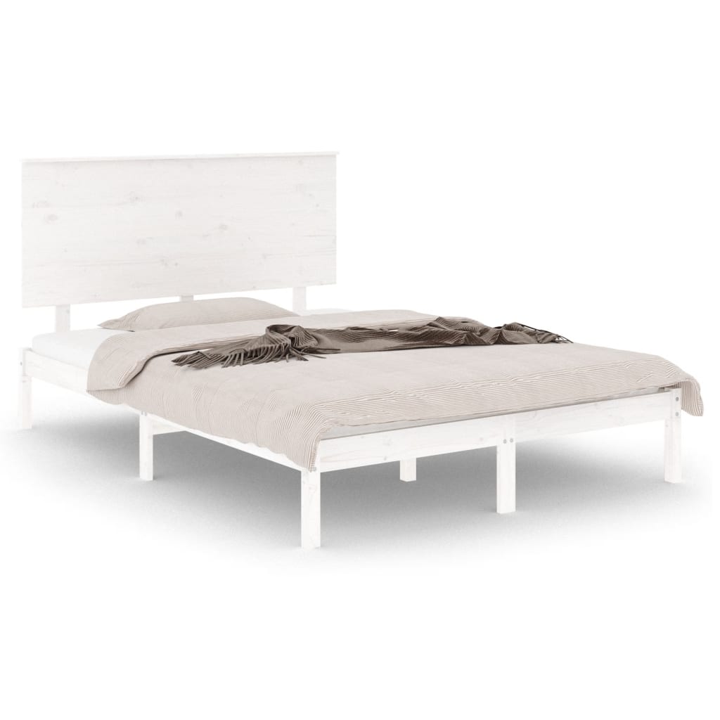 vidaXL Rama łóżka bez materaca, biała, 140x190 cm, lite drewno sosnowe