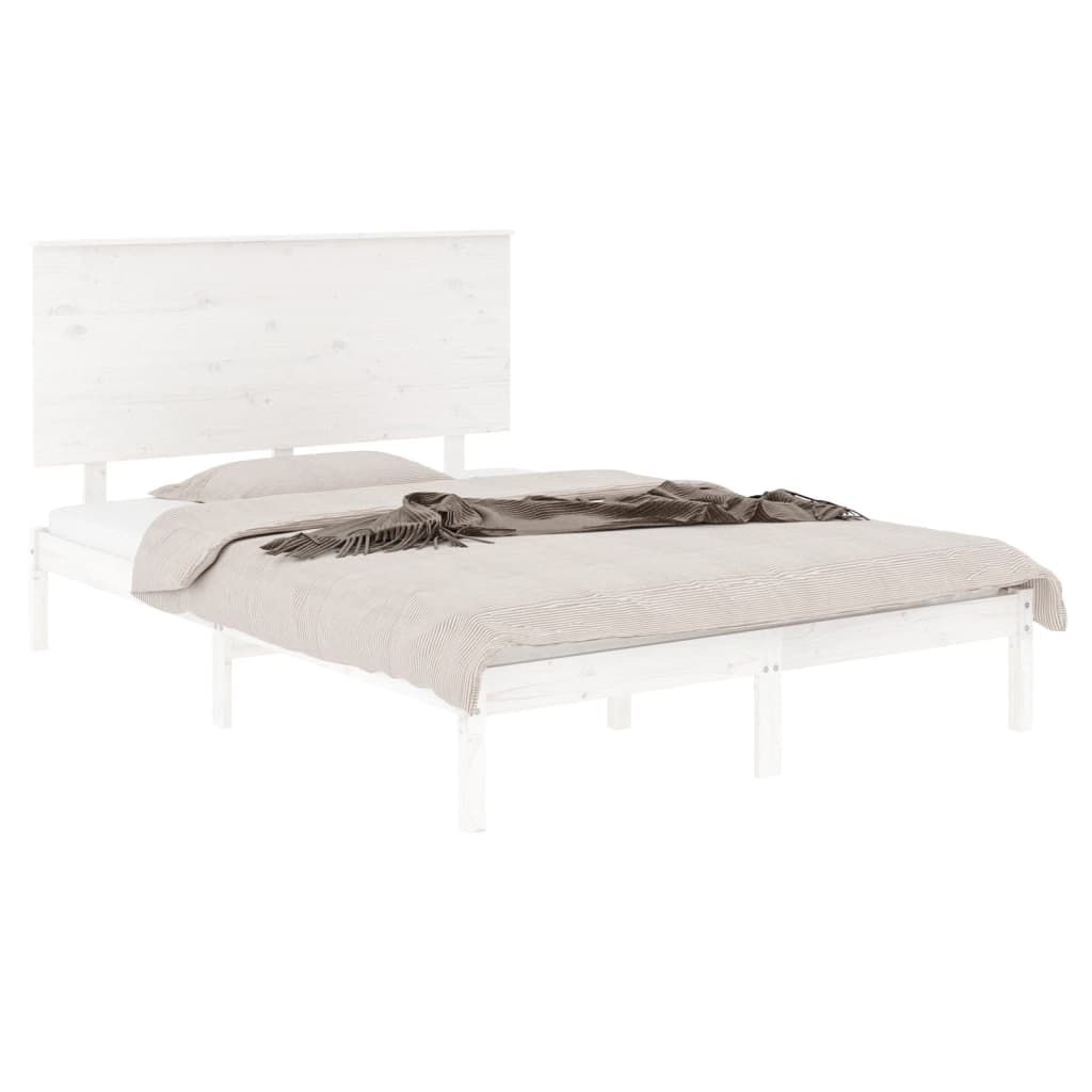vidaXL Rama łóżka bez materaca, biała, 140x190 cm, lite drewno sosnowe