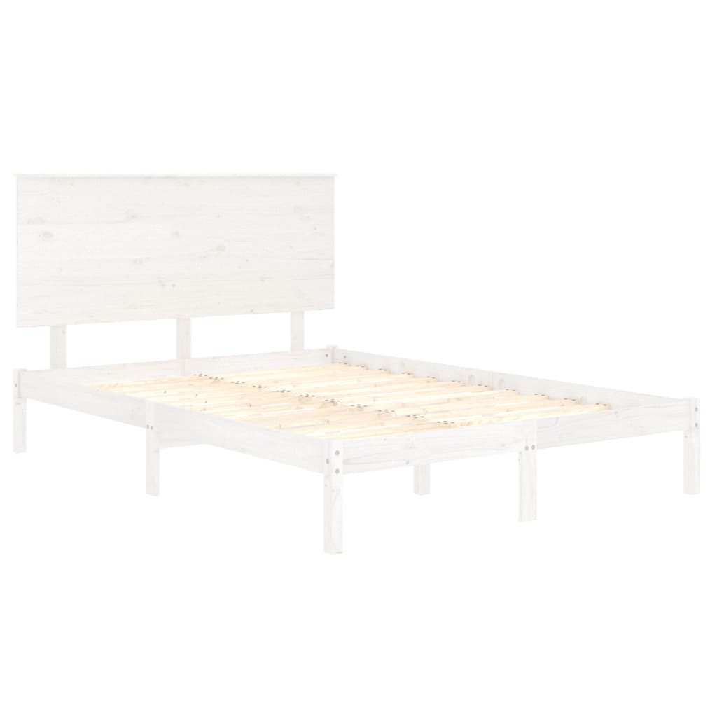 vidaXL Rama łóżka bez materaca, biała, 140x190 cm, lite drewno sosnowe