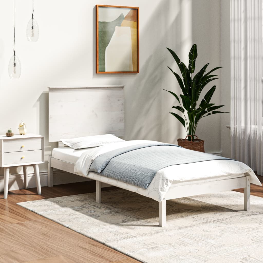 vidaXL Rama łóżka bez materaca, biała, 100x200 cm, lite drewno sosnowe