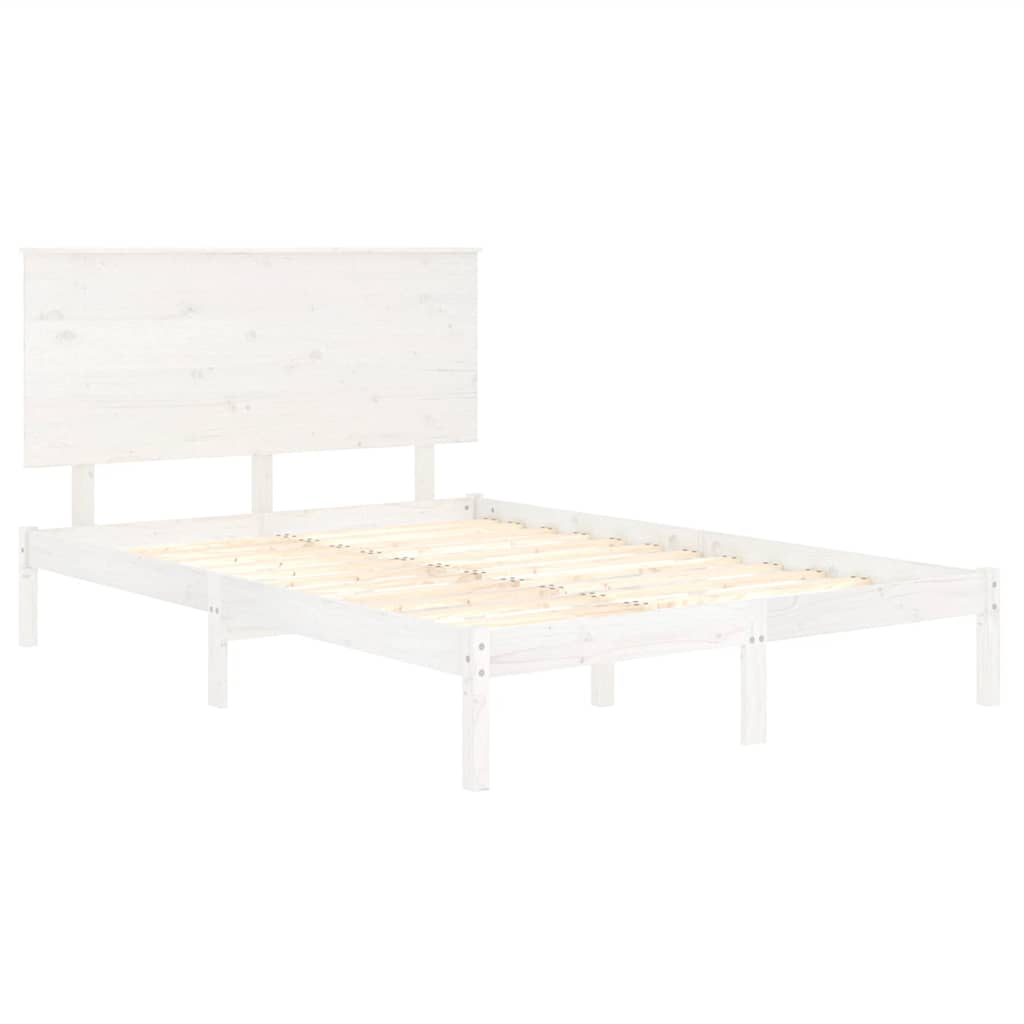 vidaXL Rama łóżka bez materaca, biała, 140x200 cm, lite drewno sosnowe