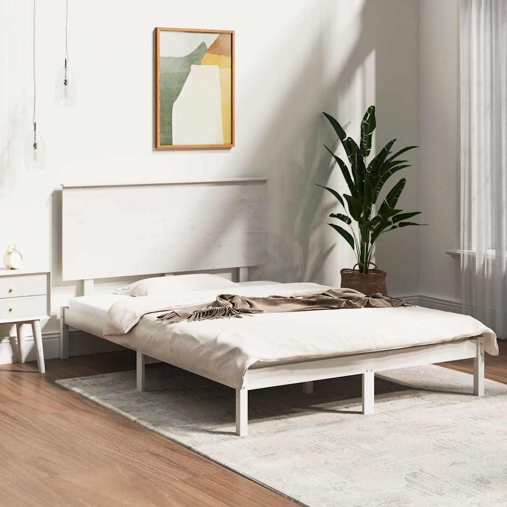 vidaXL Rama łóżka bez materaca, biała, 140x200 cm, lite drewno sosnowe