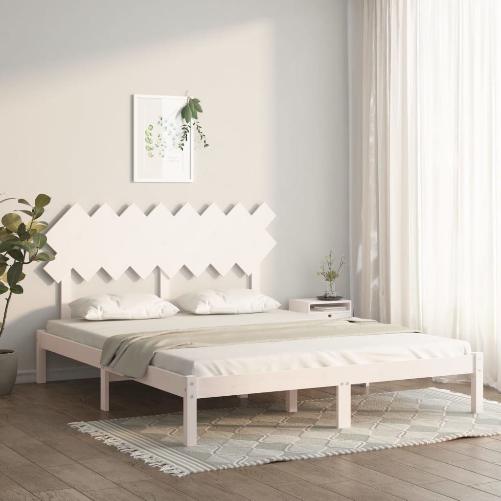 vidaXL Rama łóżka, biała, 160x200 cm, lite drewno