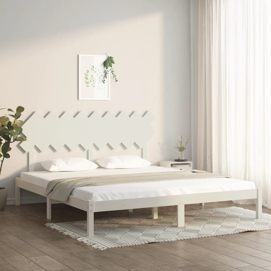 vidaXL Rama łóżka, biała, 180x200 cm, lite drewno