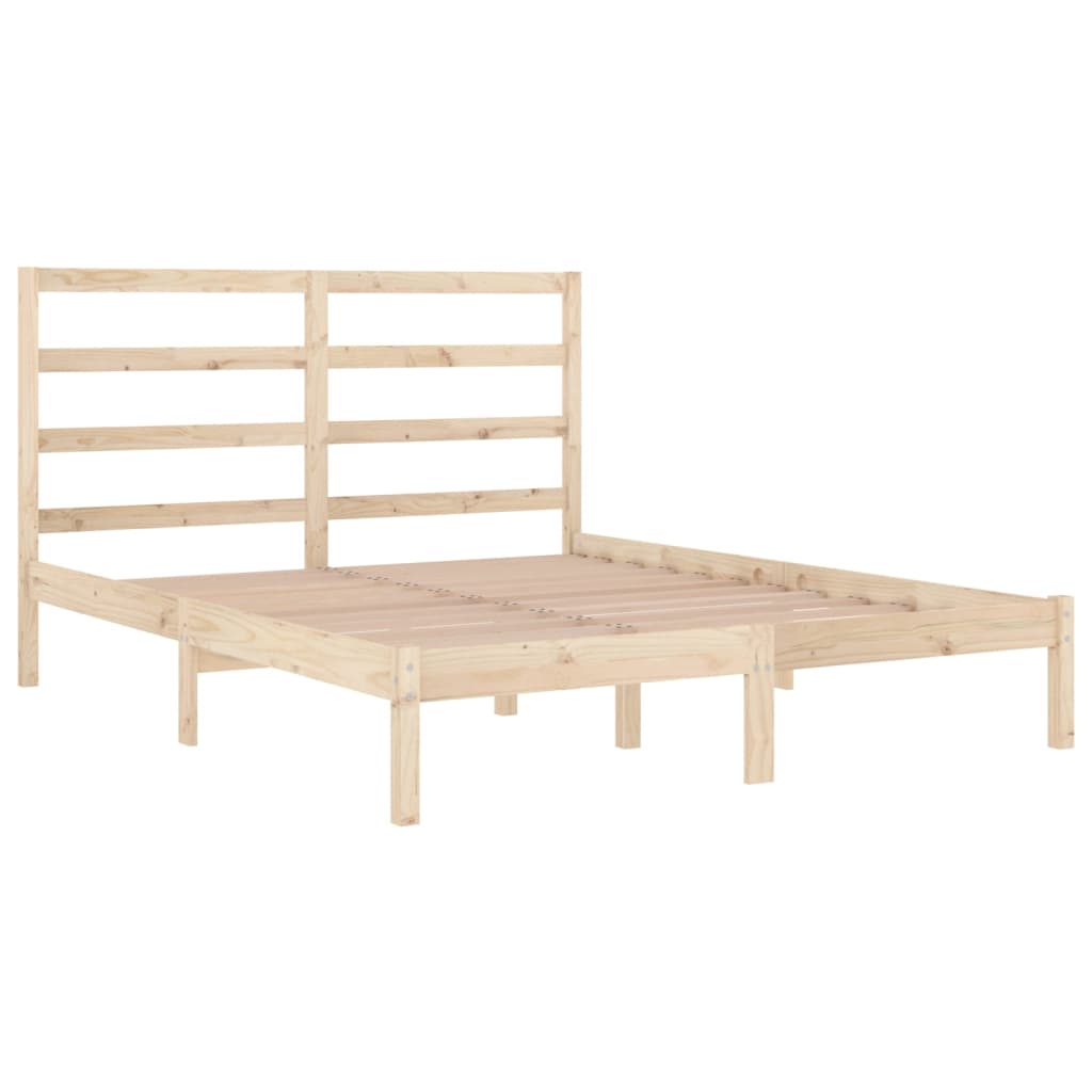 vidaXL Rama łóżka, lite drewno, 135x190 cm, podwójna
