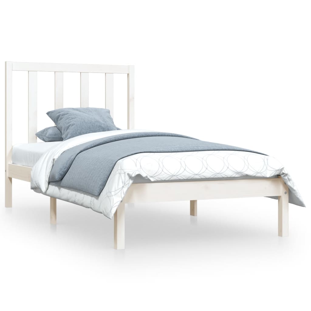 vidaXL Rama łóżka, biała, lite drewno sosnowe, 75x190 cm, pojedyncza