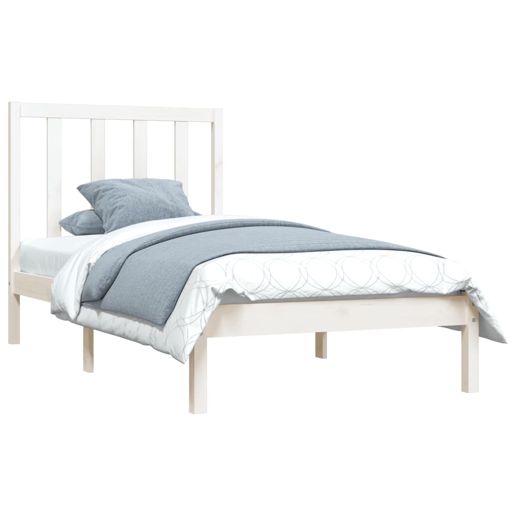 vidaXL Rama łóżka, biała, lite drewno sosnowe, 75x190 cm, pojedyncza