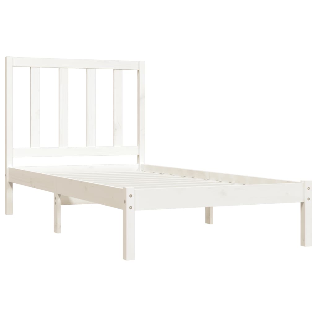 vidaXL Rama łóżka, biała, lite drewno sosnowe, 75x190 cm, pojedyncza
