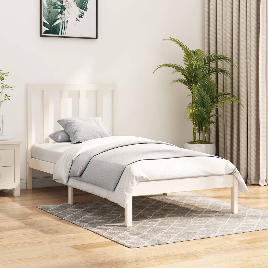 vidaXL Rama łóżka, biała, lite drewno sosnowe, 75x190 cm, pojedyncza