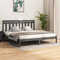 vidaXL Rama łóżka, szara, lite drewno, 200 x 200 cm