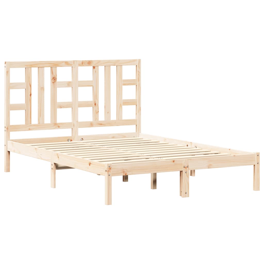 vidaXL Rama łóżka, lite drewno, 135x190 cm, podwójna