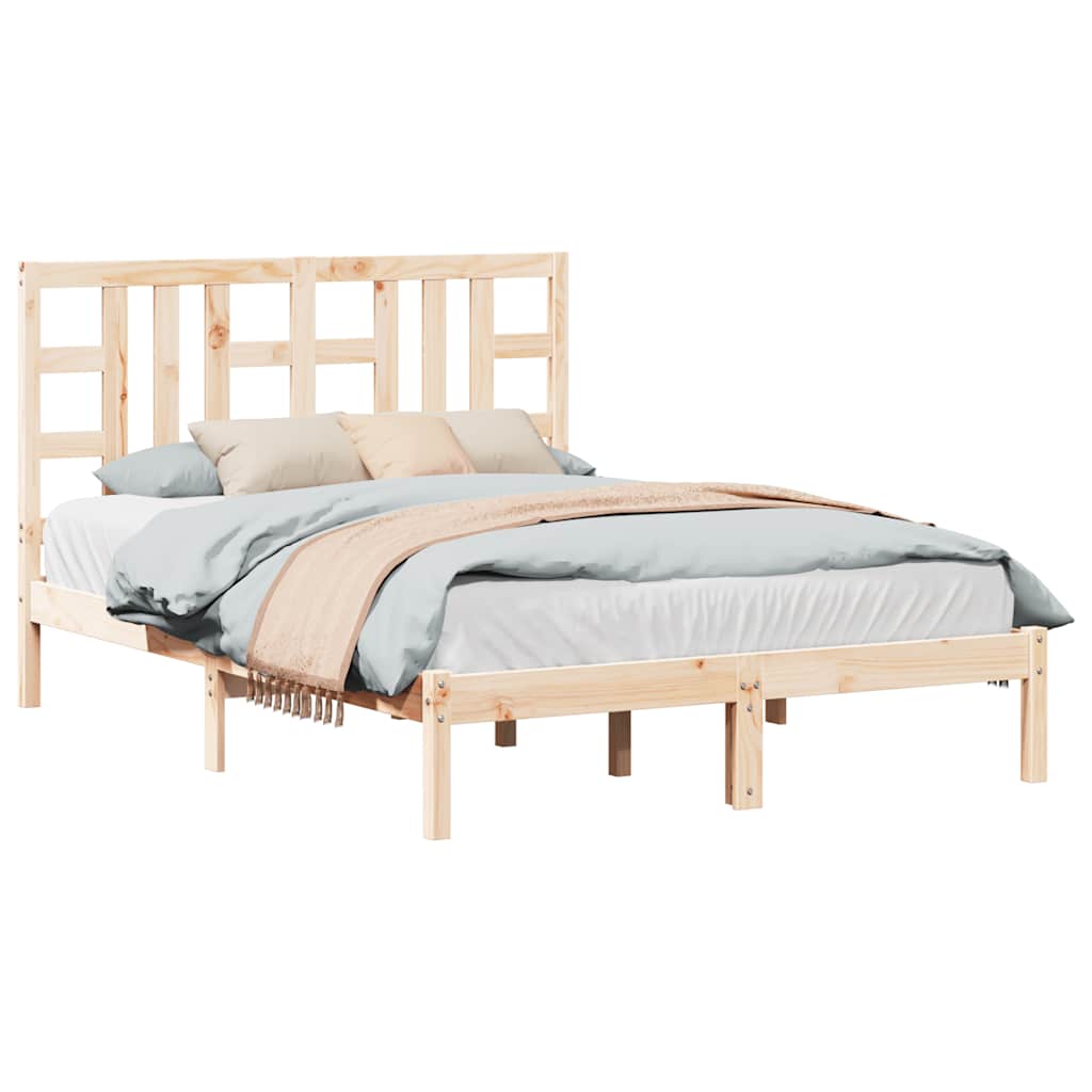 vidaXL Rama łóżka, lite drewno, 135x190 cm, podwójna