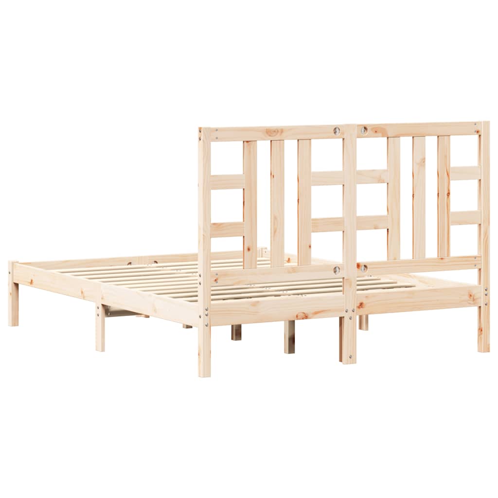 vidaXL Rama łóżka, lite drewno, 135x190 cm, podwójna