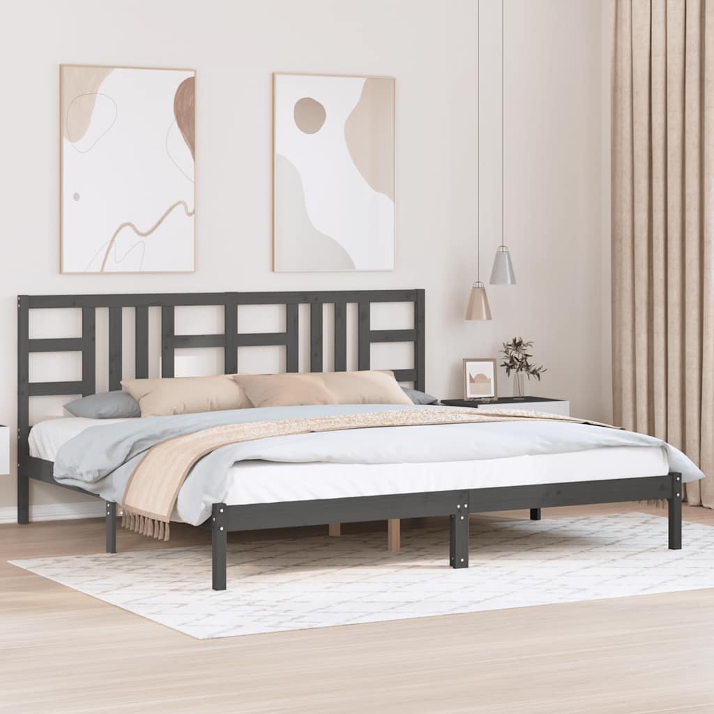 vidaXL Rama łóżka, szara, lite drewno, 200 x 200 cm