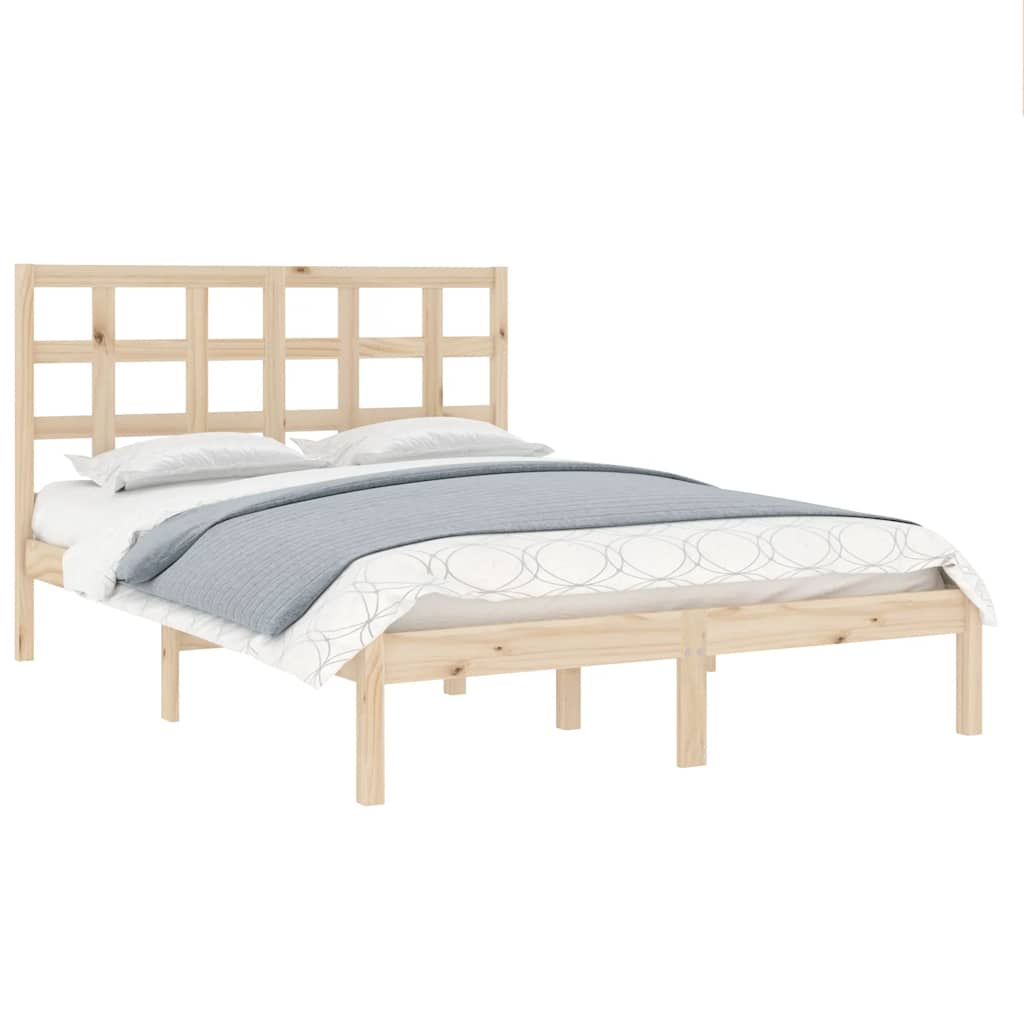 vidaXL Rama łóżka, lite drewno, 135x190 cm, podwójna