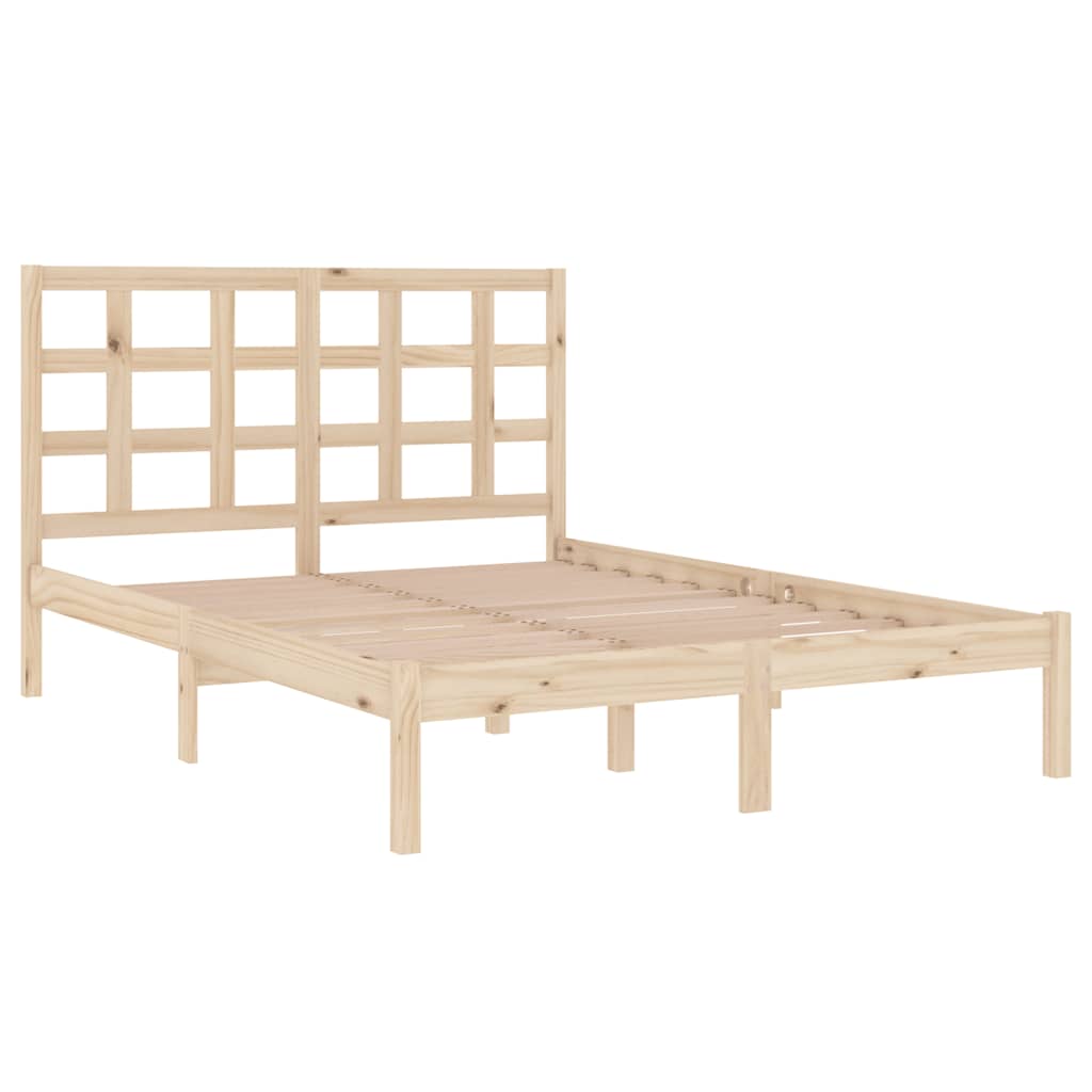 vidaXL Rama łóżka, lite drewno, 135x190 cm, podwójna