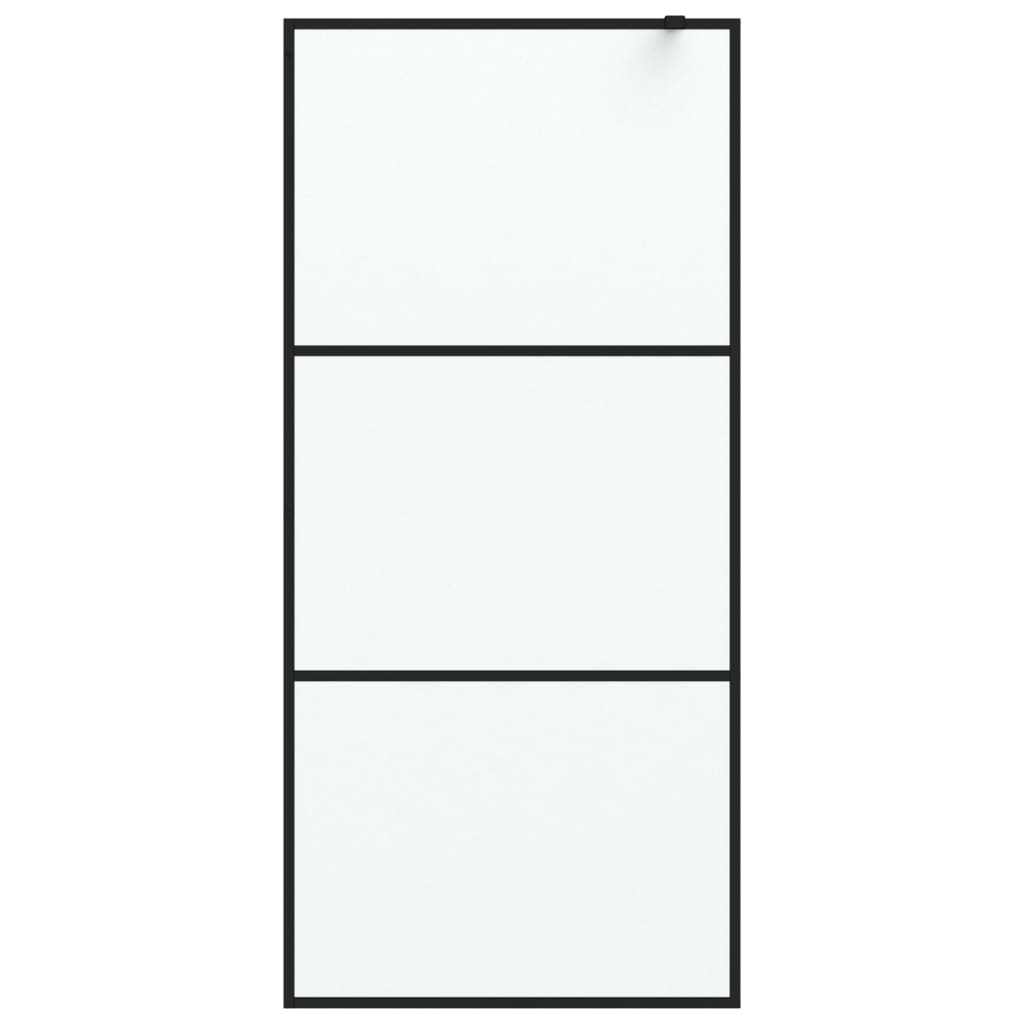vidaXL Ścianka prysznicowa, czarna, 90x195 cm, mrożone szkło ESG