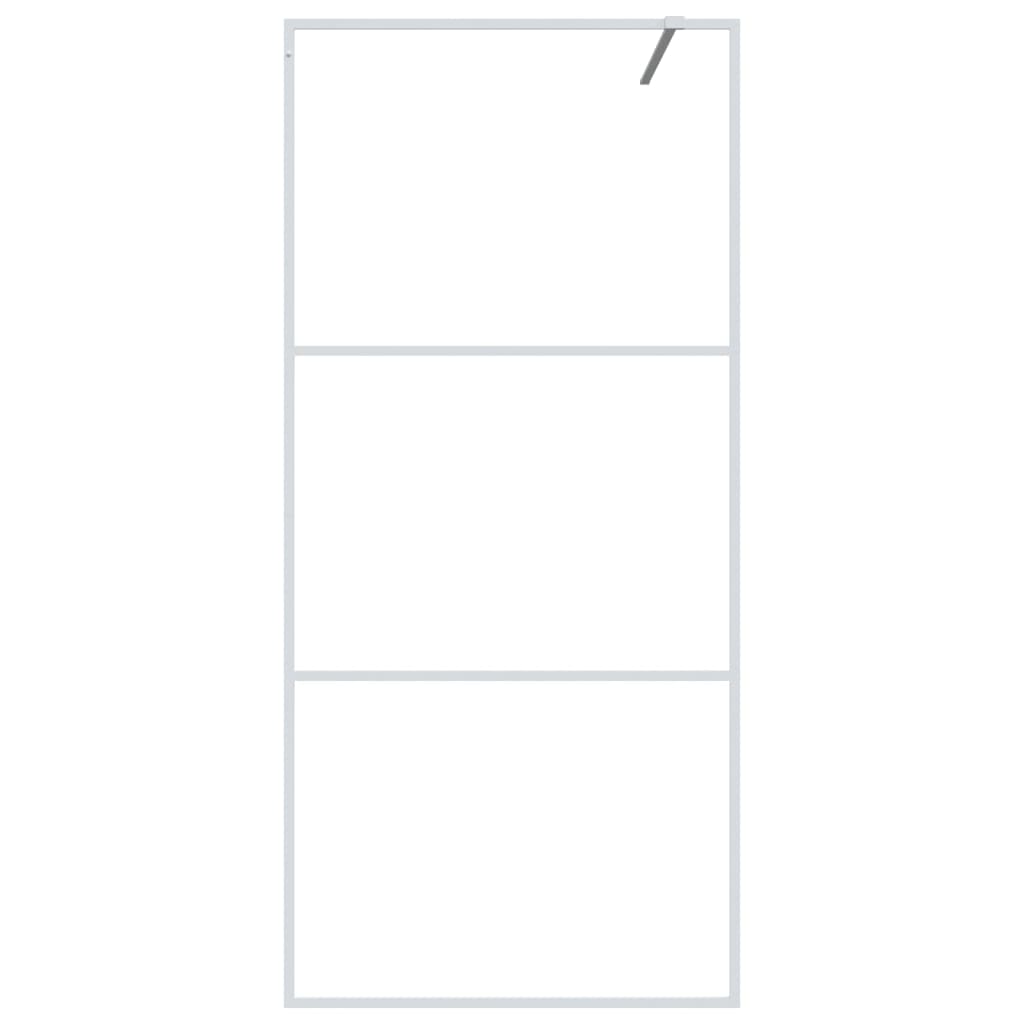 vidaXL Ścianka prysznicowa, biała, 90x195 cm, przezroczyste szkło ESG