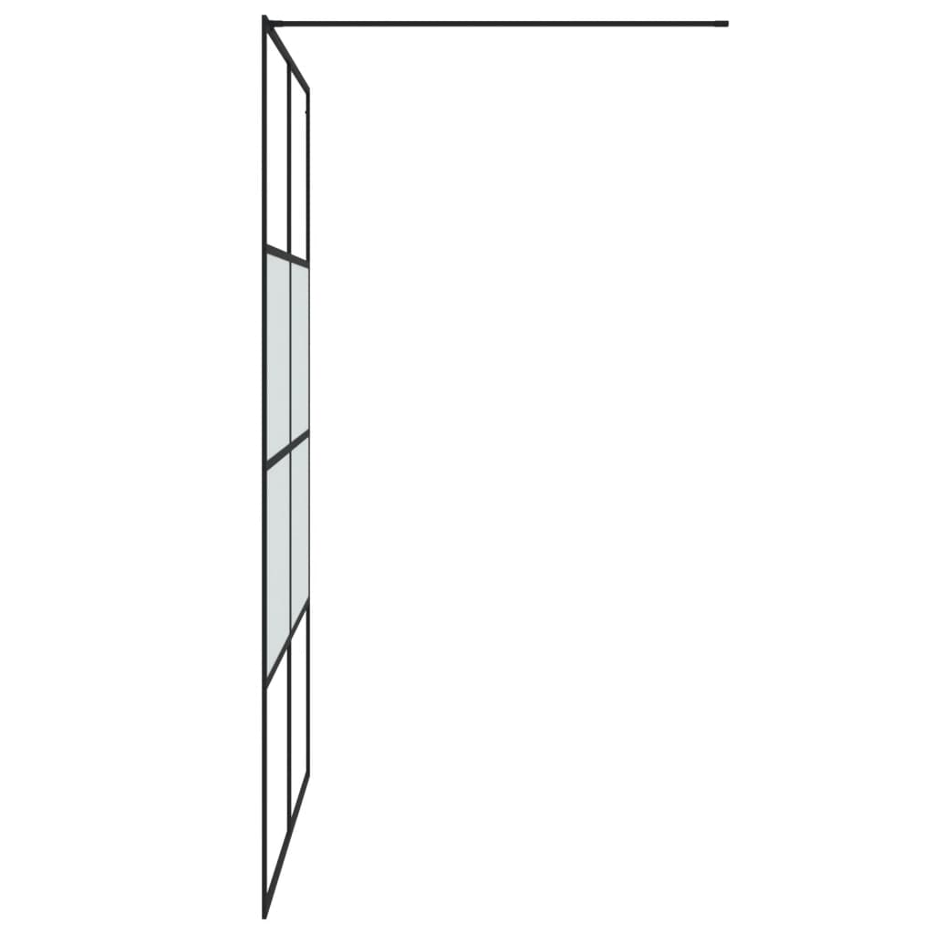 vidaXL Ścianka prysznicowa, czarna, 140x195 cm, półmrożone szkło ESG