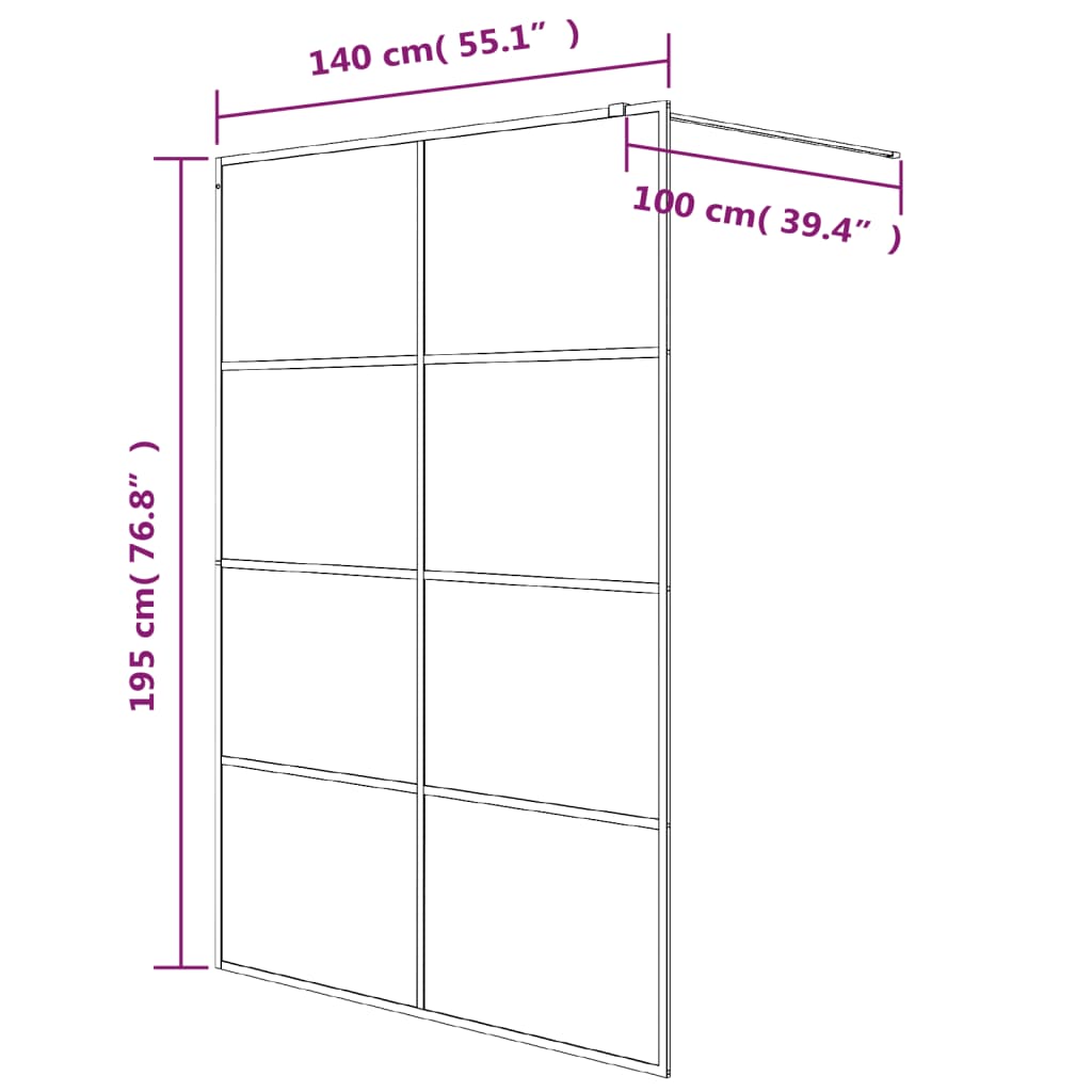 vidaXL Ścianka prysznicowa srebrna, 140x195 cm przezroczyste szkło ESG