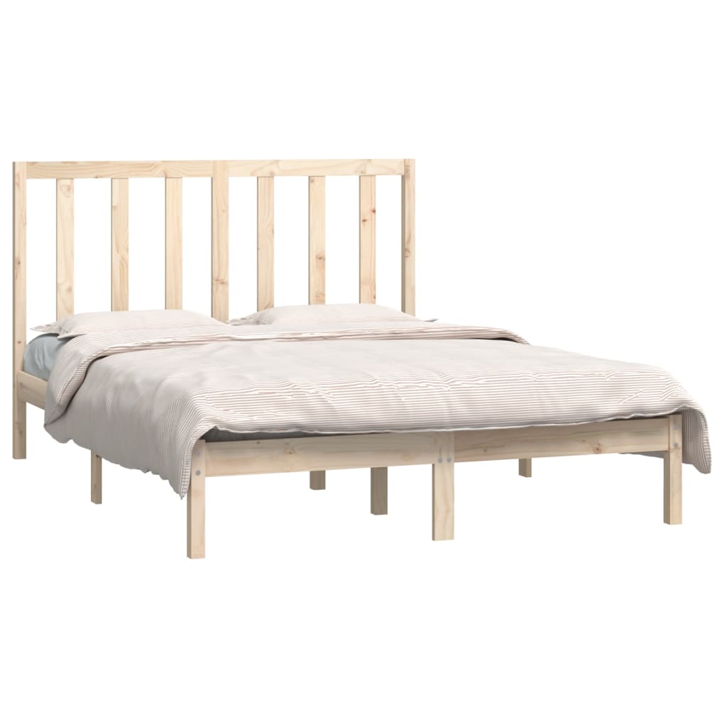 vidaXL Rama łóżka bez materaca, 135x190 cm, lite drewno sosnowe