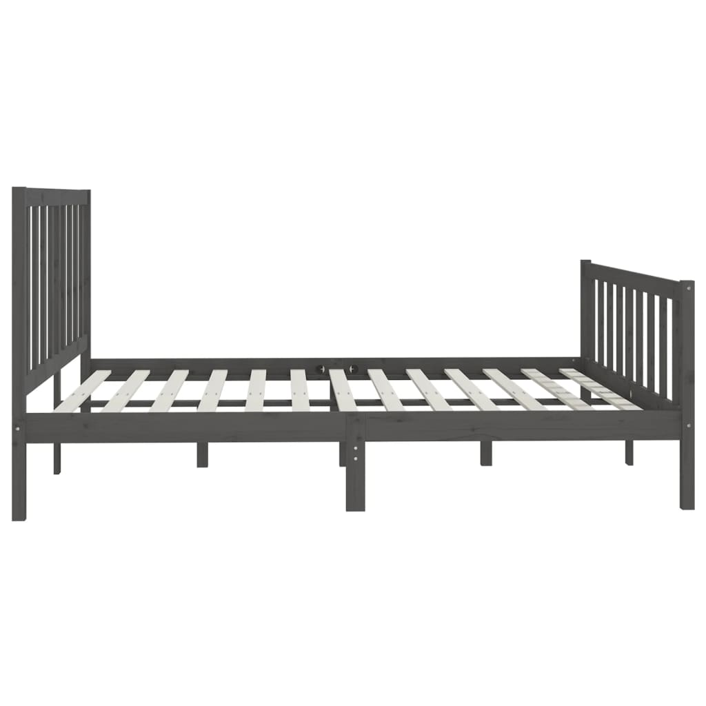 vidaXL Rama łóżka, szara, lite drewno, 200 x 200 cm
