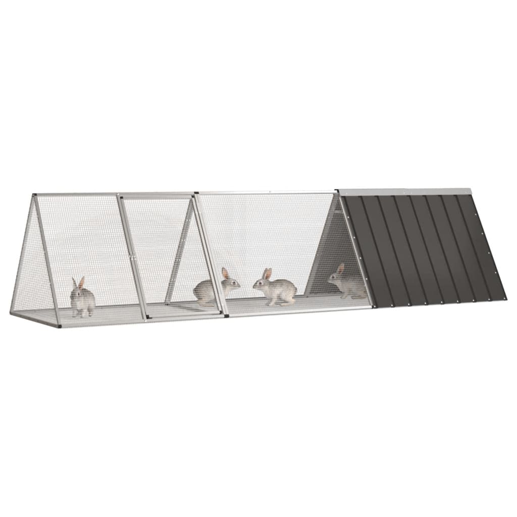 vidaXL Klatka dla królika antracytowa 302,5x80,5x71 cm ocynkowana stal