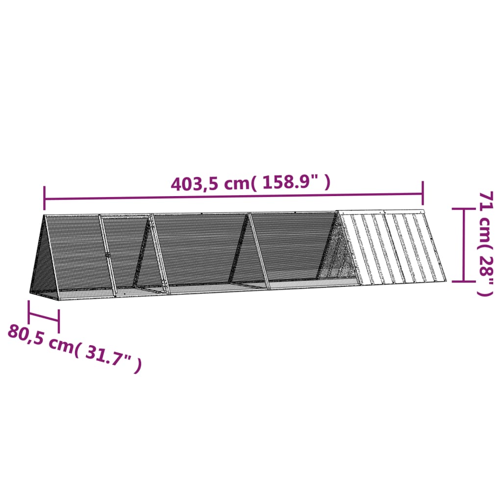 vidaXL Klatka dla królików, antracytowa, 403,5x80,5x71 cm, stal