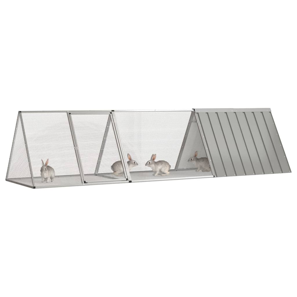 vidaXL Klatka dla królika, szara, 302,5x80,5x71 cm, ocynkowana stal
