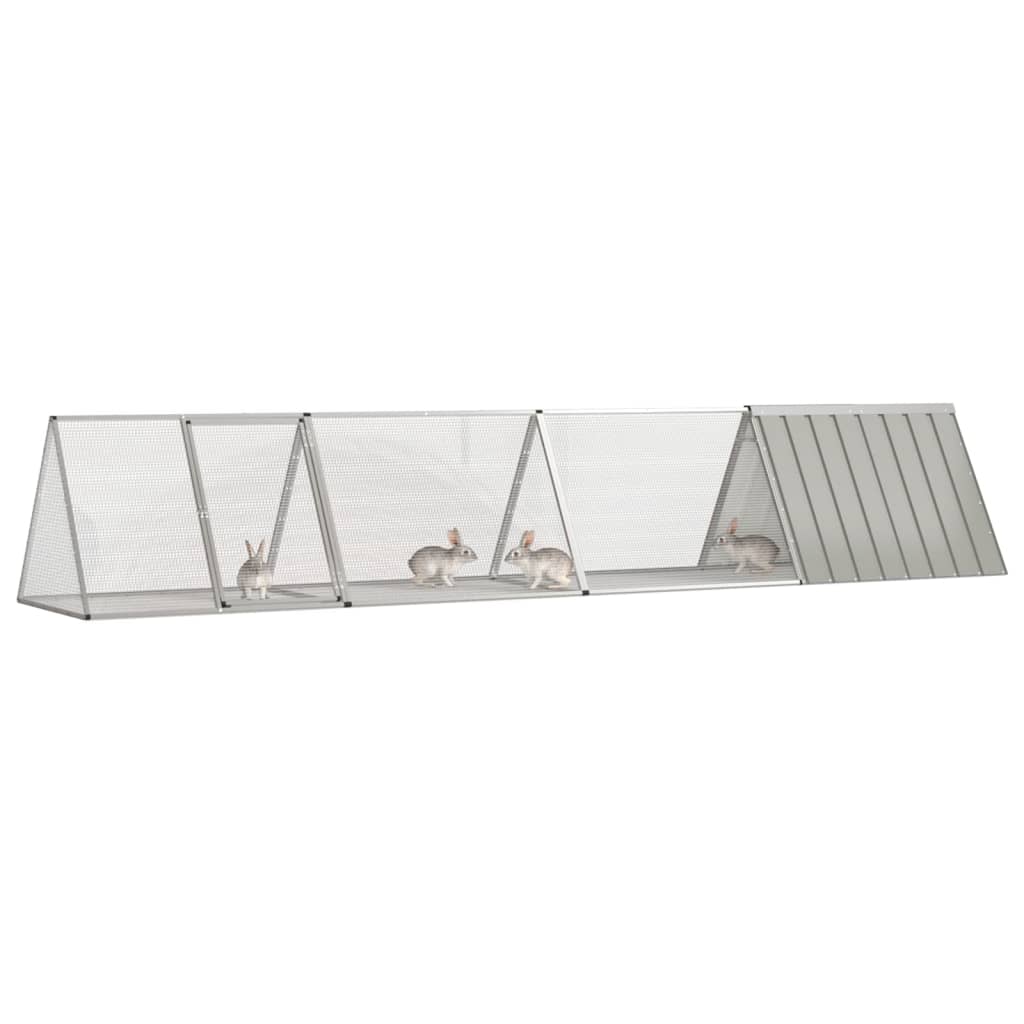 vidaXL Klatka dla królików, szara, 403,5 x 80,5 x 71 cm, stal