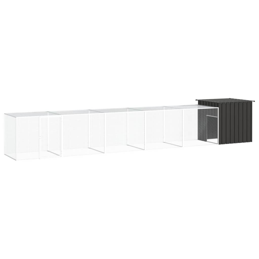 vidaXL Klatka dla kurcząt, antracyt, 600x91x100 cm, galwanizowana stal