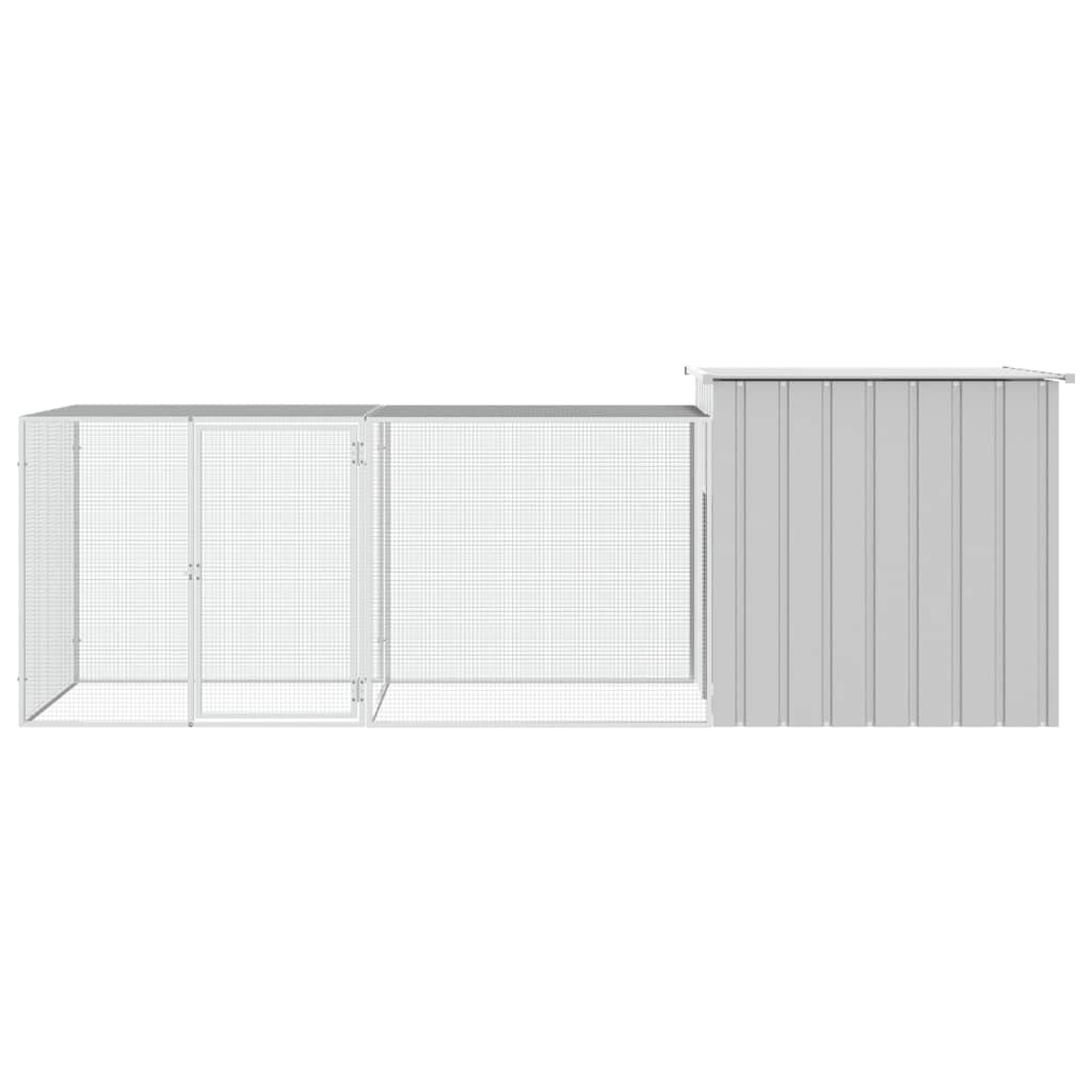vidaXL Klatka dla kurcząt, szara, 300x91x100 cm, stal