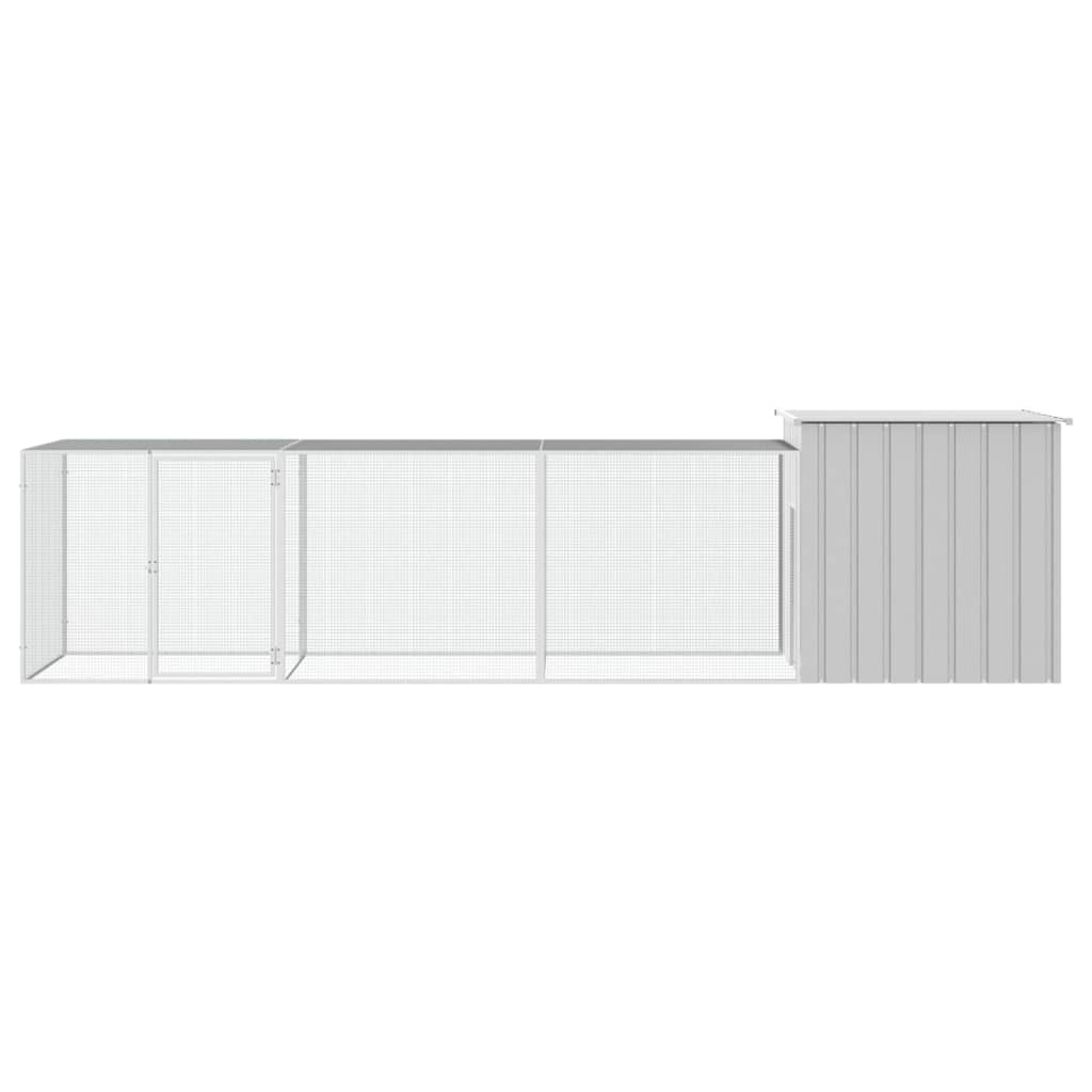 vidaXL Klatka dla kurcząt, szara, 400x91x100 cm, stal
