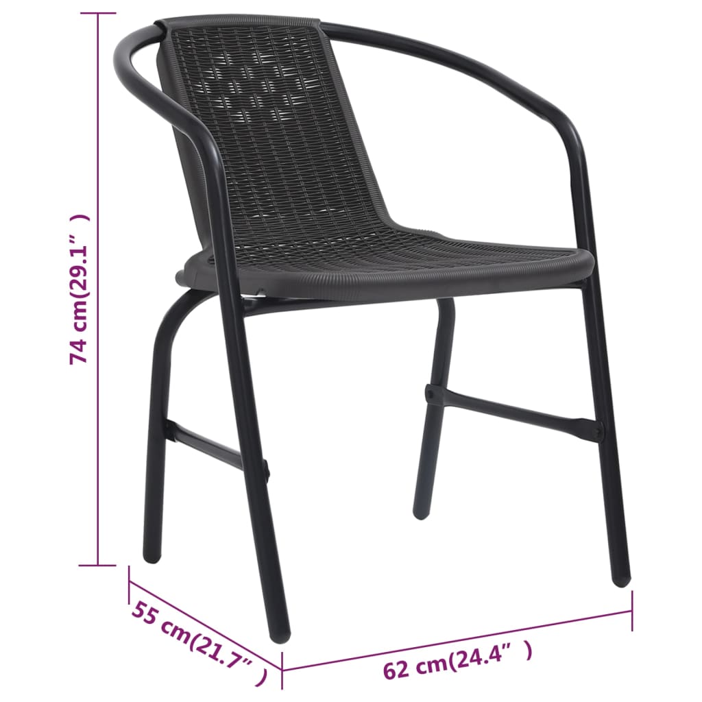 vidaXL Krzesła ogrodowe, 6 szt., rattan syntetyczny i stal, 110 kg