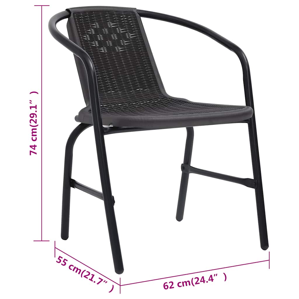 vidaXL Krzesła ogrodowe, 8 szt., rattan syntetyczny i stal, 110 kg