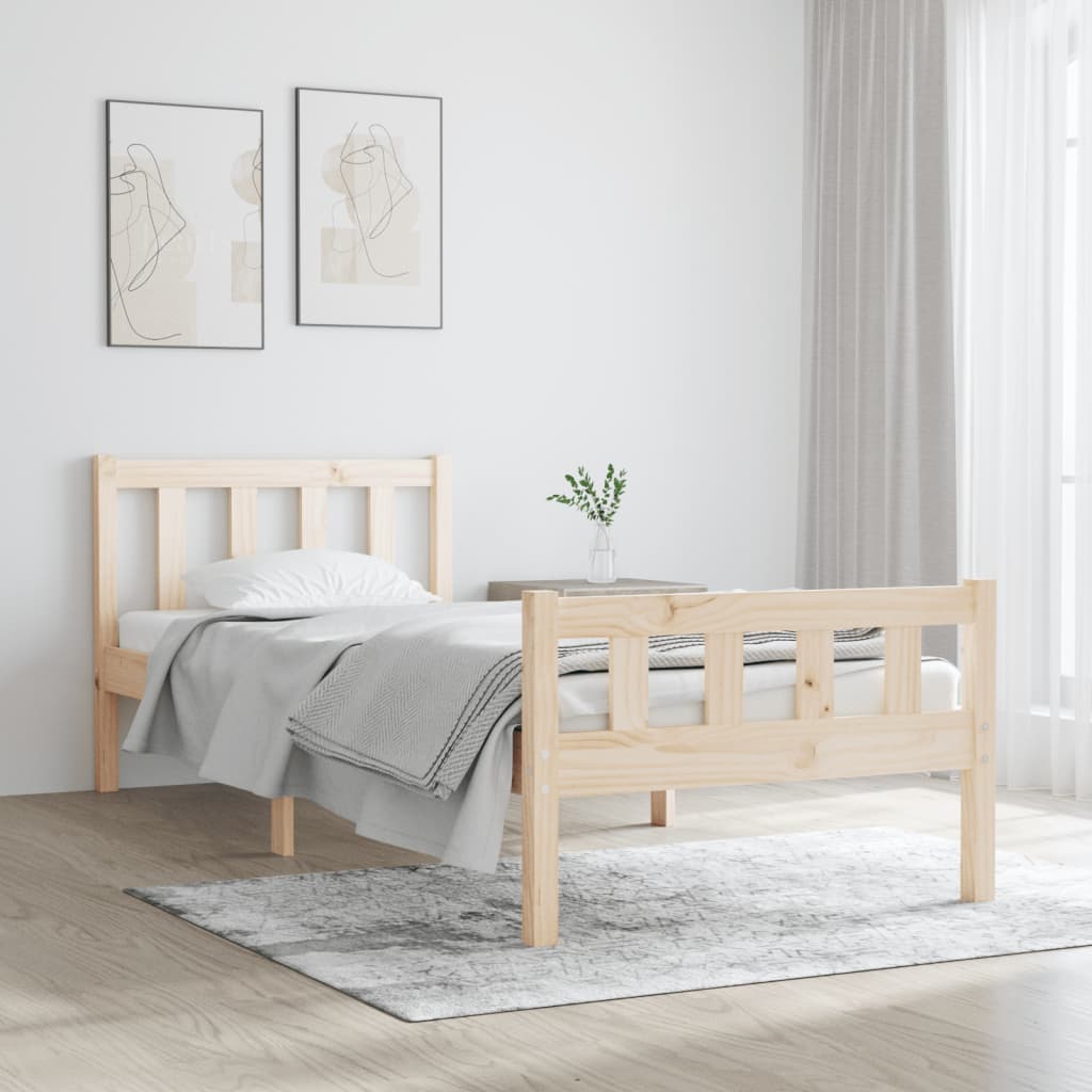 vidaXL Rama łóżka, lite drewno, 90x190 cm, pojedyncza