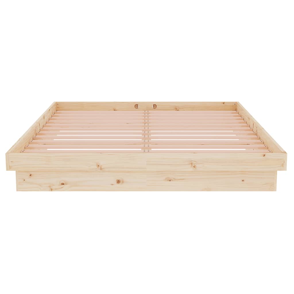 vidaXL Rama łóżka, lite drewno, 140 x 190 cm