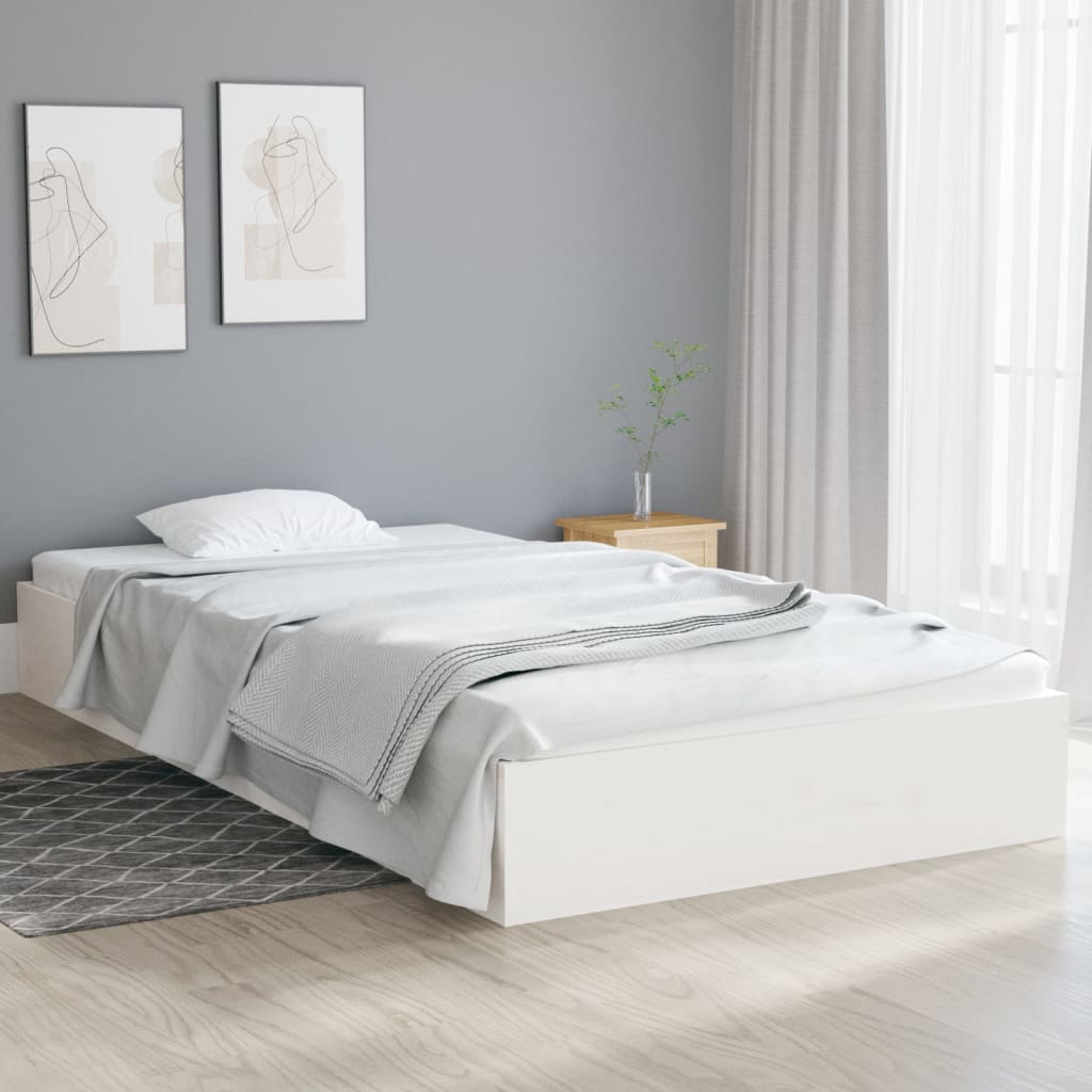 vidaXL Rama łóżka, biała, lite drewno, 90 x 200 cm