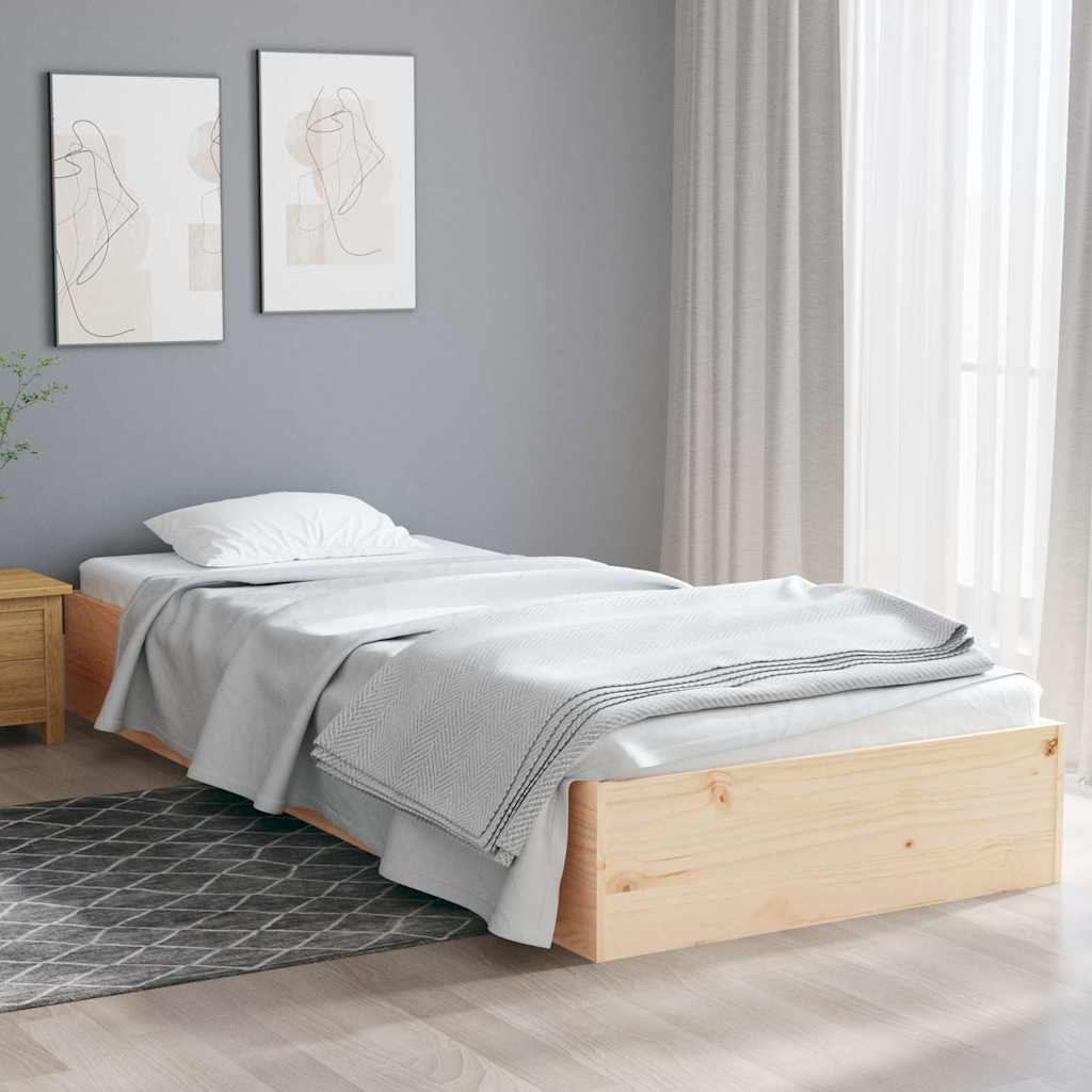 vidaXL Rama łóżka, lite drewno, 75x190 cm, pojedyncza