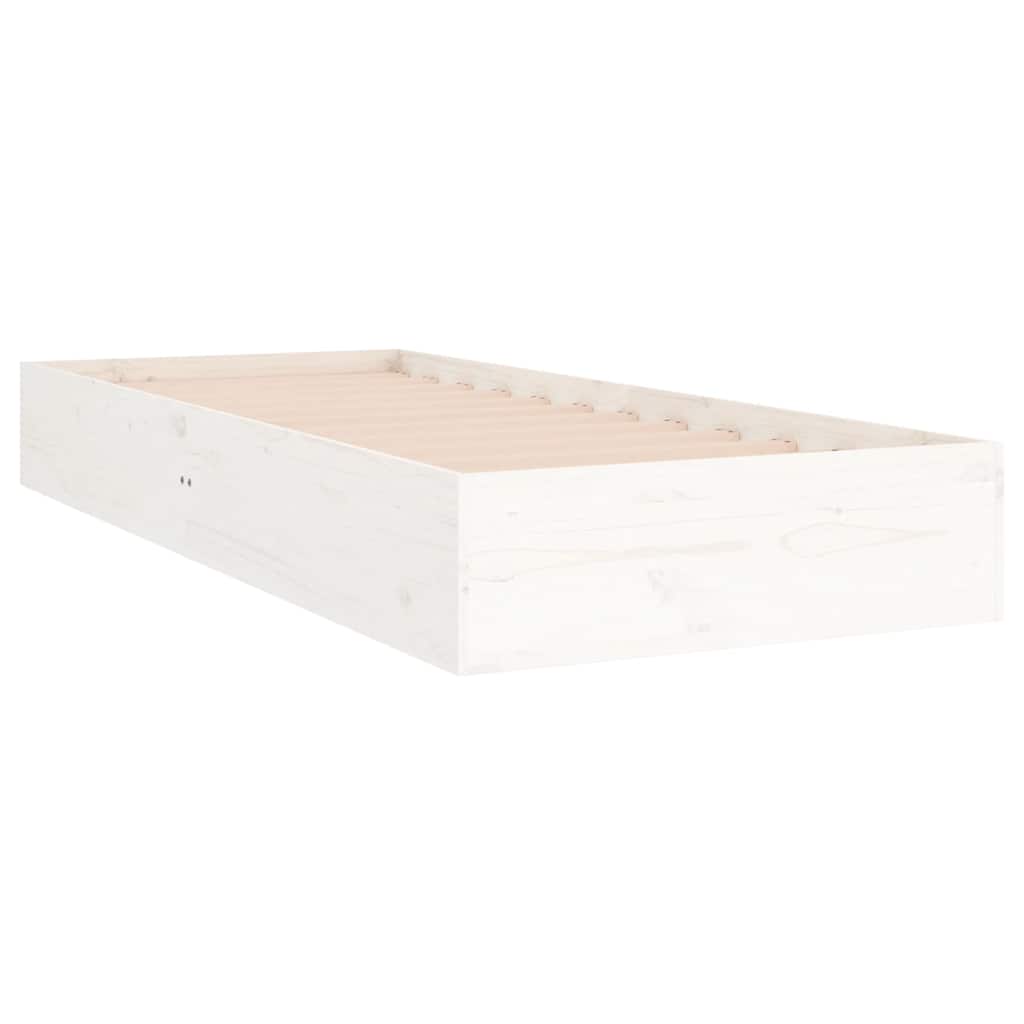 vidaXL Rama łóżka, biała, lite drewno, 75x190 cm, pojedyncza