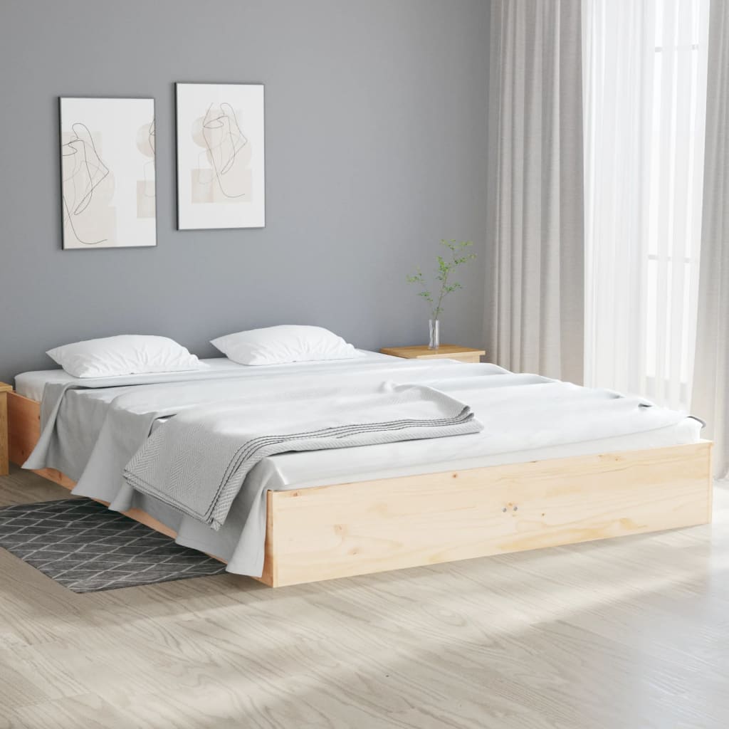 vidaXL Rama łóżka, lite drewno, 120x190 cm, podwójna