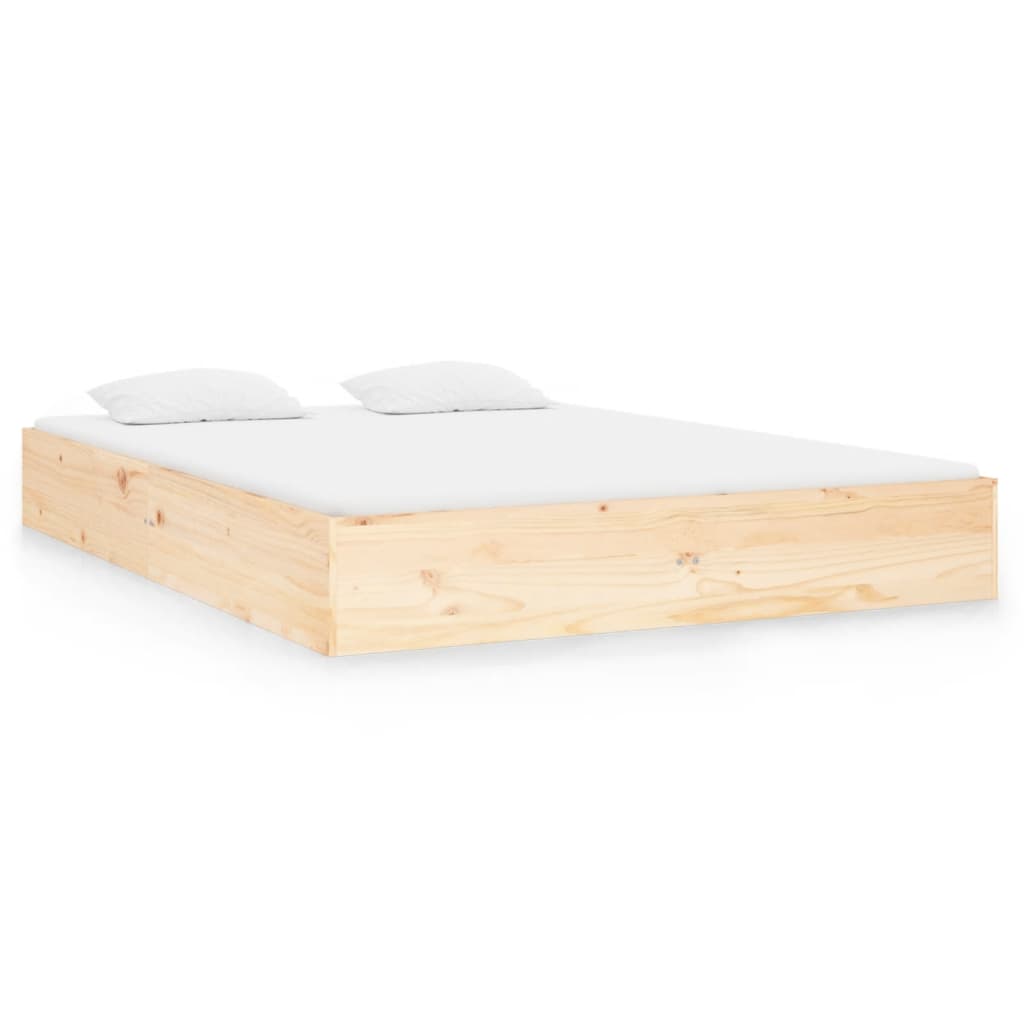 vidaXL Rama łóżka, lite drewno, 135x190 cm, podwójna