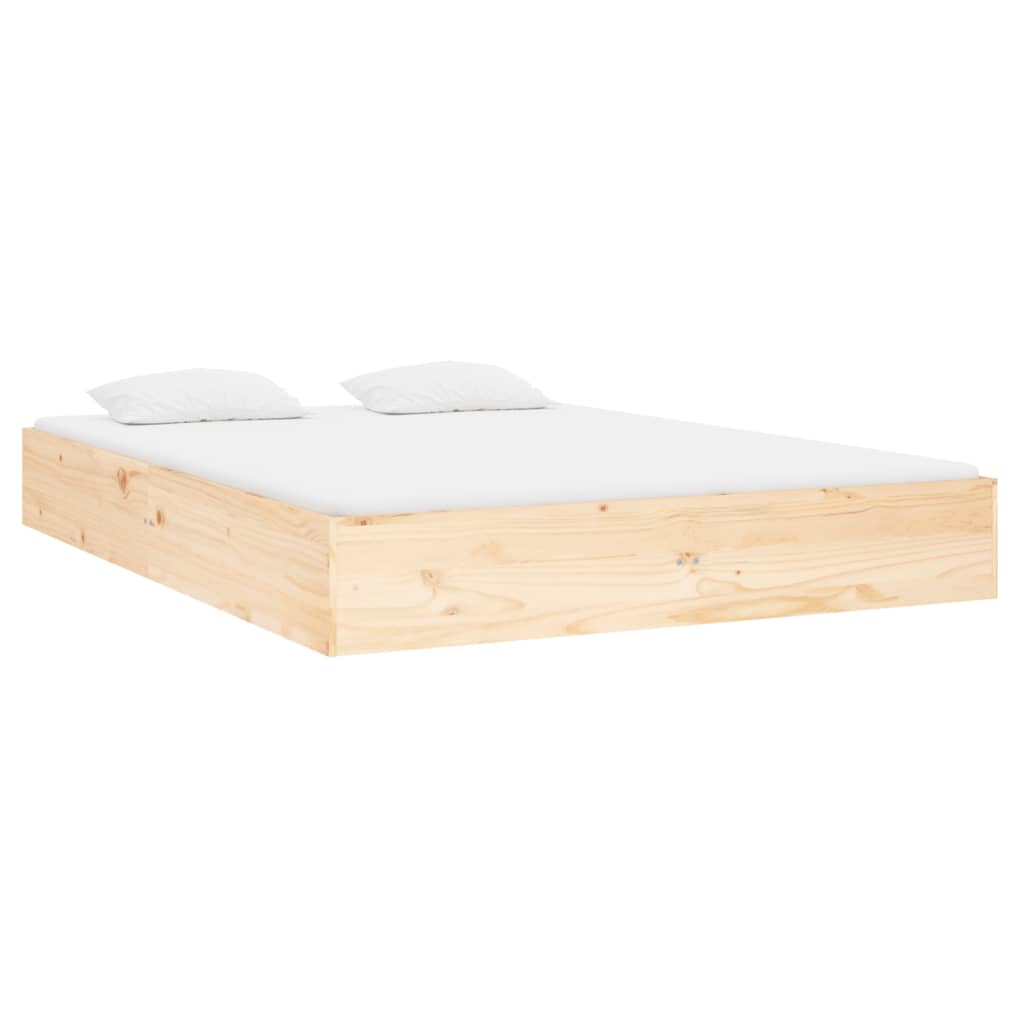 vidaXL Rama łóżka, lite drewno, 135x190 cm, podwójna