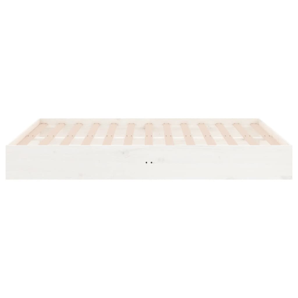 vidaXL Rama łóżka, biała, lite drewno, 135x190 cm, podwójna