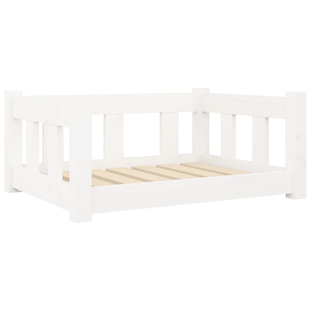vidaXL Legowisko dla psa, białe, 65,5x50,5x28 cm, lite drewno sosnowe