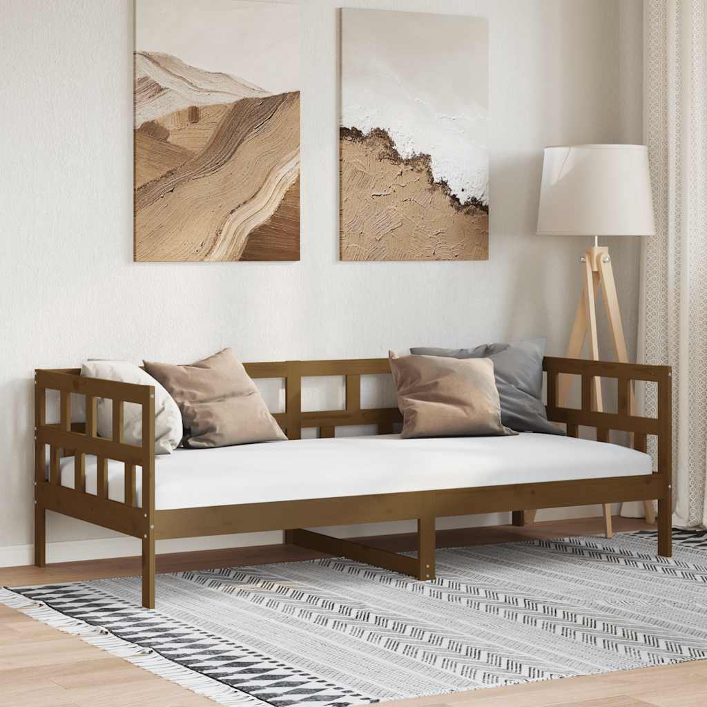 vidaXL Łóżko dzienne, miodowe, lite drewno sosnowe, 80x200 cm