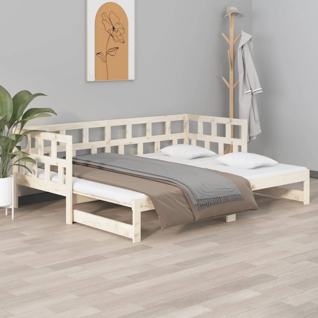 vidaXL Łóżko rozsuwane, lite drewno sosnowe, 2x(80x200) cm