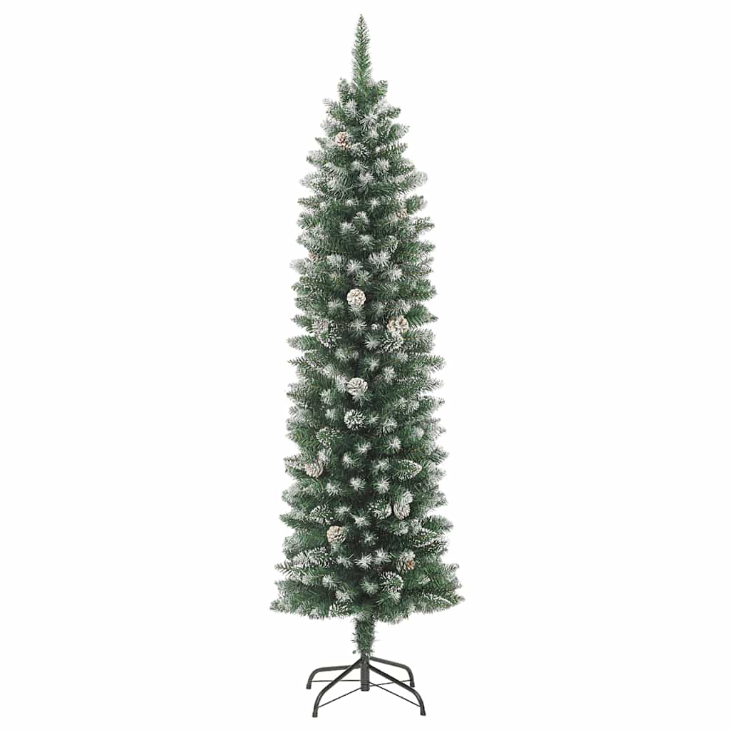 vidaXL Sztuczna, wąska choinka ze stojakiem, 180 cm, PVC
